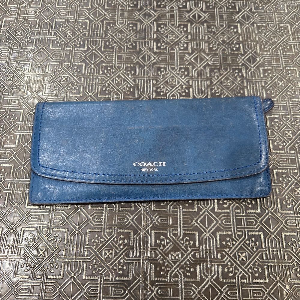 🐢 Coach Royal Blue Vintage Leather Clutch/Wallet - Picture 3 of 16